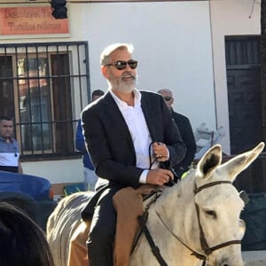 George Clooney et B.Larson tournent la nouvelle publicité Nespresso à Madrid le 24 septembre 2019.