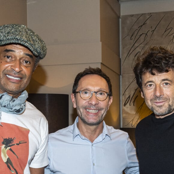 Exclusif - Yannick Noah, parrain de la 3e édition du Psychodon, Didier Meillerand, fondateur du Psychodon et Patrick Bruel - Backstage de l'émission "Psychodon, Unis face aux maladies psychiques" à l'Olympia à Paris et diffusée sur C8, le 6 octobre 2020. © Pierre Perusseau/Bestimage