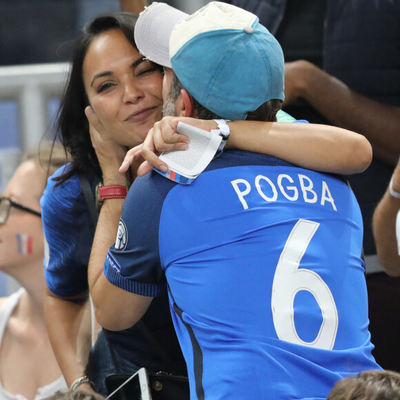 Valérie Bègue (Miss France 2008) et Bruno Solo dans les tribunes lors de la Ligue des nations opposant la France aux Pays-Bas, au Stade de France, à Saint-Denis, Seine Saint-Denis, France, le 9 septembre 2018. La France a gagné 2-1. © Cyril Moreau/Bestimage