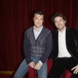 Nicolas Poiret et Bruno Madinier - 27eme rencontres du théâtre privé, présentation de la 2e partie de la saison 2013-2014 à Paris, le 9 janvier 2014.
