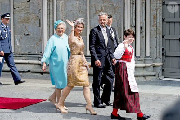 La princesse Martha Louise, son mari Ari Behn et leur fille Maud Angelica Behn, la princesse Astrid - La famille royale de Norvège lors du jubilé des 25 ans de règne du roi Harald de Norvège à Trondheim, le 23 juin 2016.