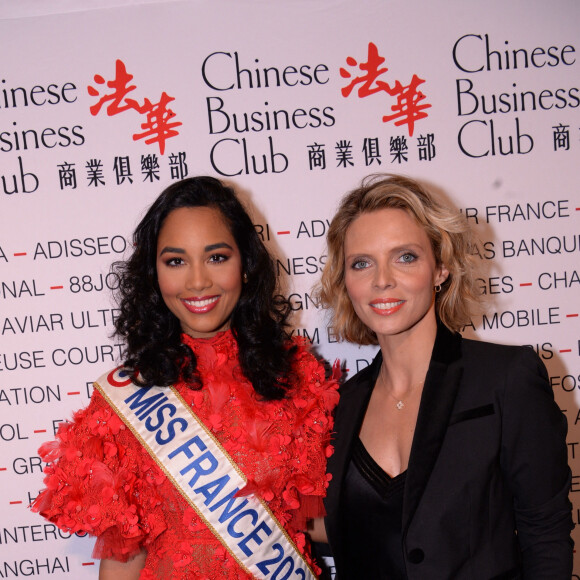Clémence Botino (Miss France 2020) et Sylvie Tellier (Miss France 2002 et présidente du comité Miss France) lors du déjeuner d'affaires "Edition Spéciale Femmes" de la 5ème édition du Chinese Business Club à l'occasion de la journée internationales des droits des femmes au Pavillon Cambon Potel et Chabot, à Paris, France, le 9 mars 2020. © Rachid Bellak/Bestimage