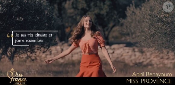 April Benayoum (Miss Provence) lors du tournage de son portrait pour Miss France 2021