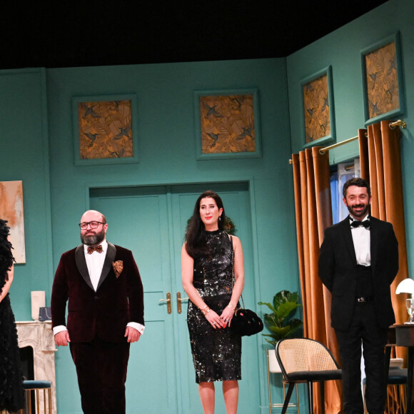 Agnès Miguras, Virginie Hocq, Christophe Canard, Pierre Palmade, Sandra De Jesus et Benjamin Gauthier - Filage de la pièce de théâtre "13 à table" au Théâtre Saint-Georges à Paris, qui sera diffusée le 22 décembre sur France 2. Le 18 décembre 2020 © Coadic Guirec / Bestimage
