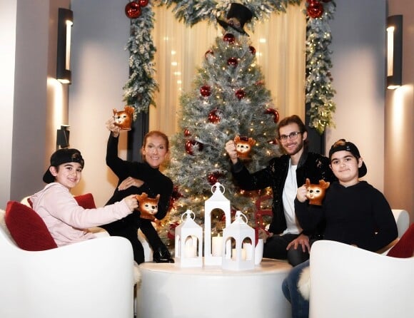 Céline Dion avec ses 3 fils, René-Charles er les jumeaux Nelson et Eddy, pour la bonne année 2019.