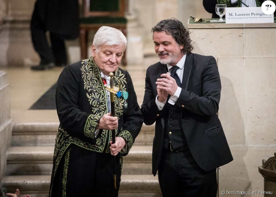Jacques Perrin et Christophe Barratier - Installation de Jacques Perrin à l'academie des Beaux Arts sous la coupole du Palais de l'institut de France à Paris le 6 février 2018. © Cyril Moreau/Bestimage