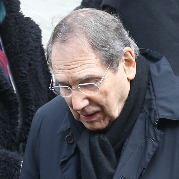 Robert Hossein, sa femme Candice Patou - Sorties - Obsèques de Michel Galabru en l'église Saint-Roch à Paris le 12 janvier 2016. © Jacovides-Moreau/Bestimage