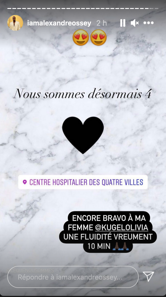 Olivia Kugel et Alexandre Ossey ont annoncé la naissance de leur deuxième enfant - Instagram, 4 janvier 2021