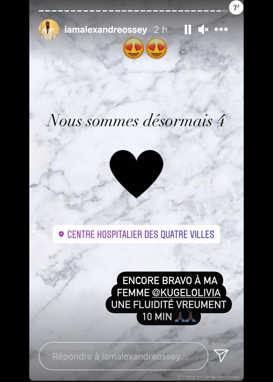 Olivia Kugel et Alexandre Ossey ont annoncé la naissance de leur deuxième enfant - Instagram, 4 janvier 2021