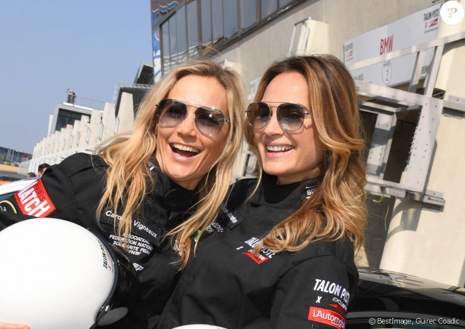 Exclusif - Caroline Vigneaux et Mélanie Maudran lors de la 2e édition du "Girls Charity Racing" dans le cadre de l'évènement "TALON PISTE X Exclusive Drive" sur le circuit du Mans. Le 23 mars 2019. © Guirec Coadic/Bestimage