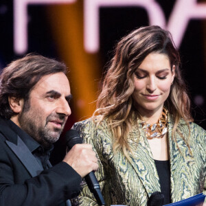 André Manoukian et Laury Thilleman - Enregistrement de l'émission "Fête de la chanson française" à l'Olympia à Paris, qui sera diffusée le 9 janvier sur France 2. © Tiziano Da Silva - Cyril Moreau / Bestimage