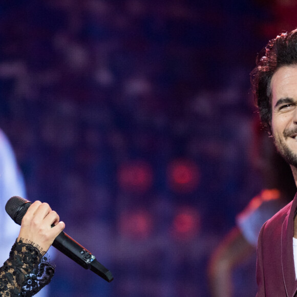 Amel Bent et Amir Haddad - Enregistrement de l'émission "Fête de la chanson française" à l'Olympia à Paris, qui sera diffusée le 9 janvier sur France 2. © Tiziano Da Silva - Cyril Moreau / Bestimage