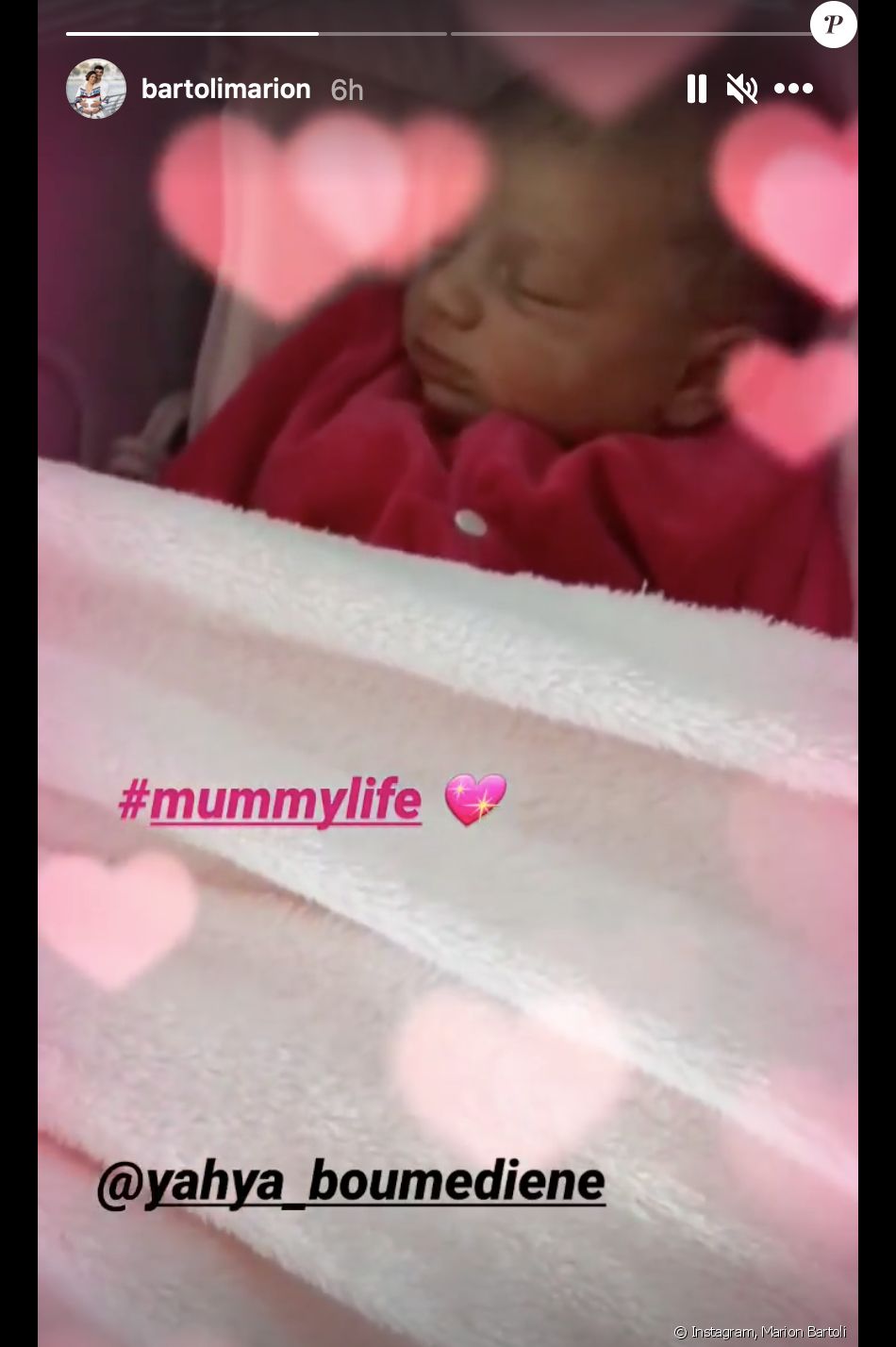 Marion Bartoli dans sa story Instagram du 11 janvier 2020.