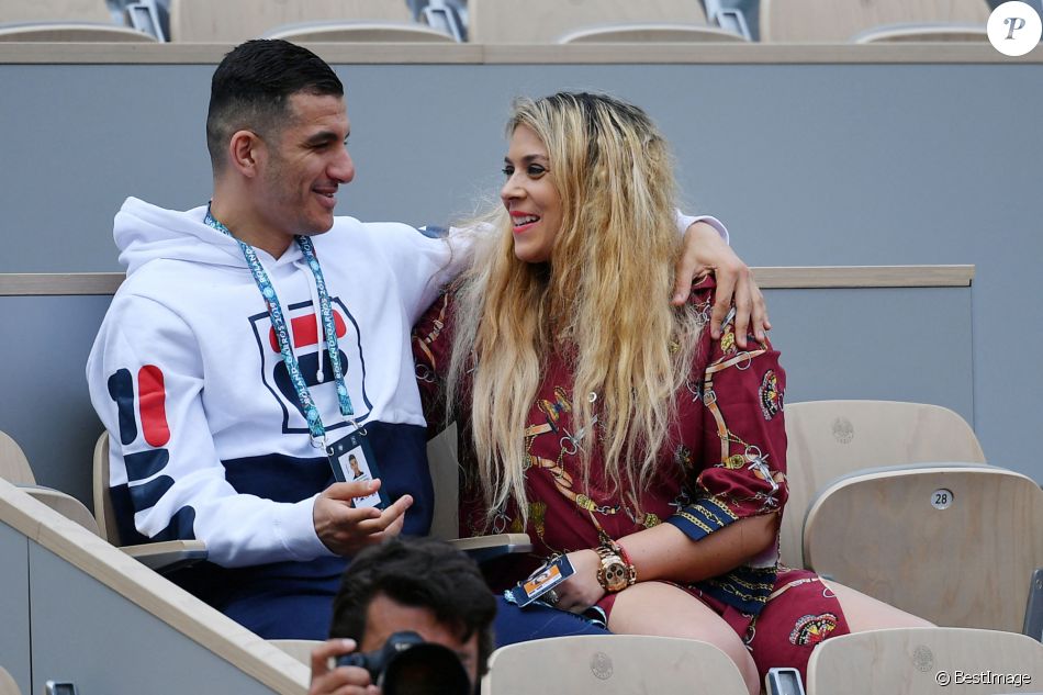 Exclusif - Marion Bartoli et son nouveau compagnon le joueur de football belge Yahya Boumediene dans les tribunes des Internationaux de France de Tennis de Roland Garros à Paris. 22 Mai 2019