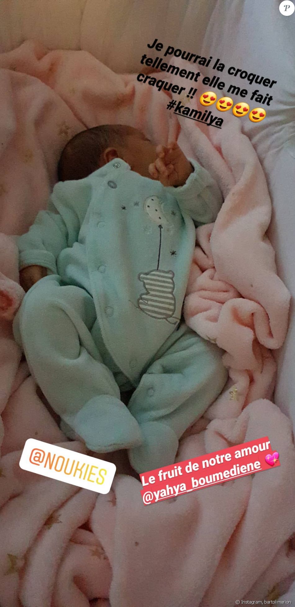 Marion Bartoli a partagé cette photo de sa fille en story Instagram. Décembre 2020.