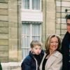 David Douillet, sa femme Valerie et leur fils, Palais de l'Elysee Paris 2000 - Archive Portrait