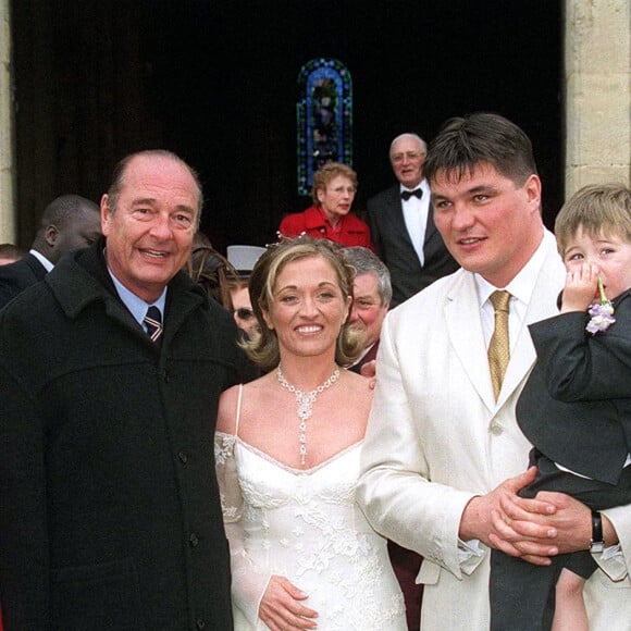 David Douillet, Bernadette et Jacques Chirac, au mariage du sportif et de Valérie dans les Yvelines. 