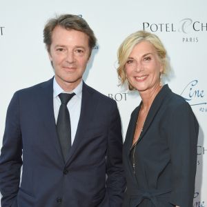 Michèle Laroque et son compagnon François Baroin - Soirée du 90e anniversaire de Line Renaud sur le Bateau Potel et Chabot "Pavillon Seine" à Paris. © Coadic Guirec/Bestimage