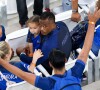 Patrice Evra, sa femme Sandra, sa fille, Maona et son fils, Lenny lors du match de l'Euro 2016 Allemagne-France au stade Vélodrome à Marseille, France, le 7 juillet 2016.