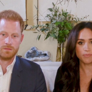 Le prince Harry, duc de Sussex, et Meghan Markle, duchesse de Sussex en interview pour l'émission Engineering A Better World TIME100, le 20 octobre 2020.