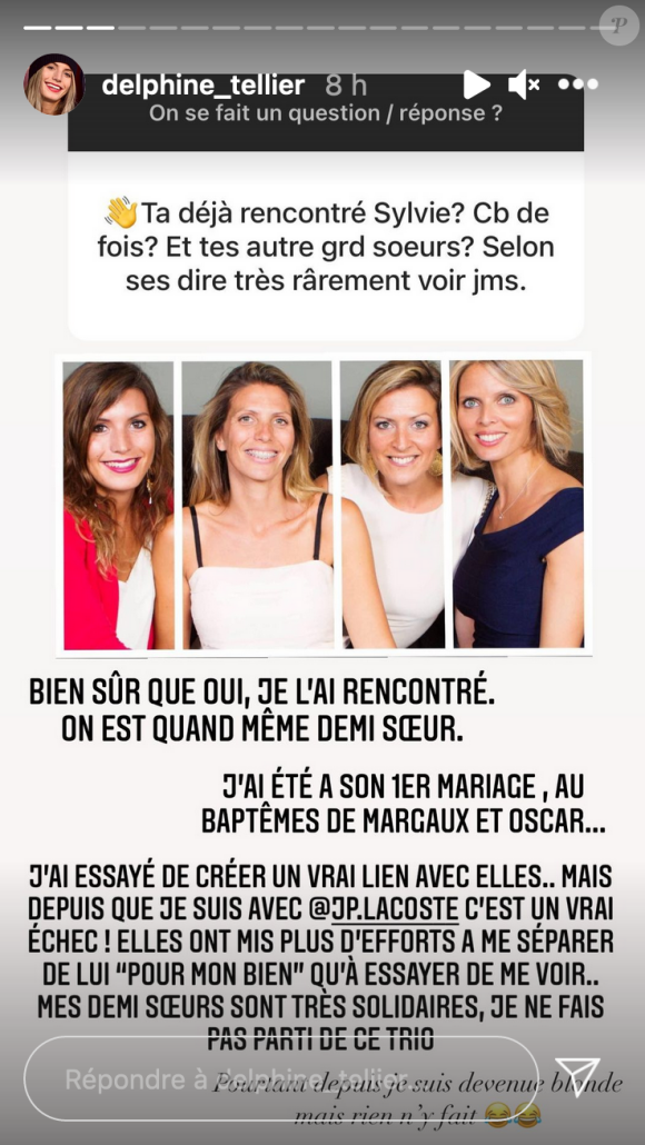 Delphine Tellier évoque sa relation avec sa demi-soeur Sylvie Tellier - Instagram