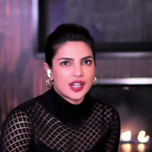 Priyanka Chopra fait la promotion du film "The White Tiger" dans l'émission "The Ellen DeGeneres Show" en visioconférence en raison de l'épidémie de coronavirus (Covid-19), le 26 janvier 2021.