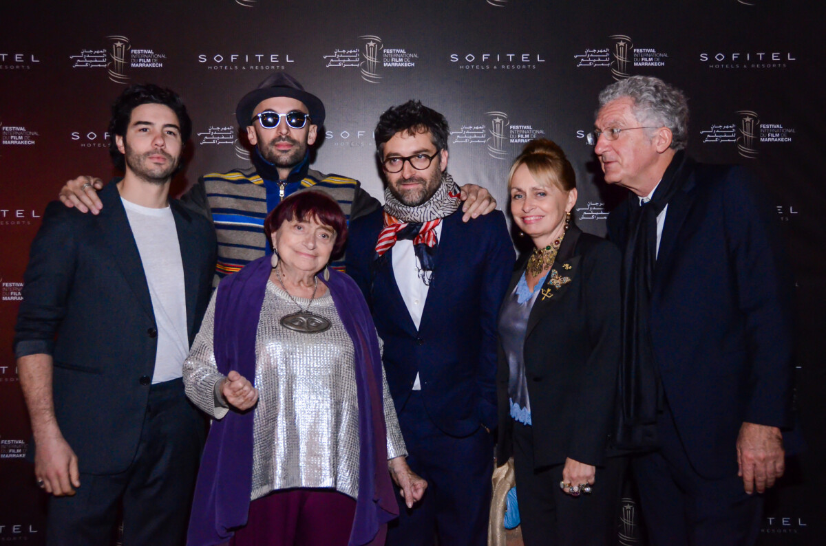 Photo Tahar Rahim, JR, Agnès Varda et ses enfants Mathieu Demy et