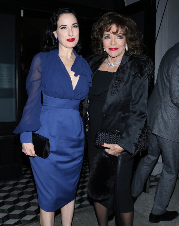Dita Von Teese et Joan Collins à la sortie du restaurant Craig à West Hollywood le 12 février 2020.