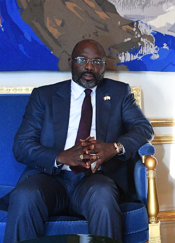 George Weah, président du Libéria au palais de l'Elysée à Paris le 21 février 2018. © Stéphane Lemouton / Bestimage