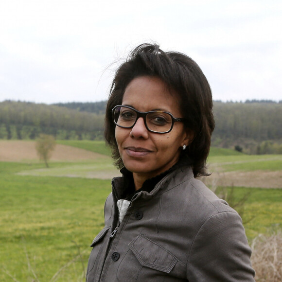 Exclusif - La journaliste Audrey Pulvar attaque un tour de France des régions en vue d'un état des lieux avant les élections européennes. Labastide-du-Haut-Mont, France, le 25 Avril 2018. © Patrick Bernard/Bestimage