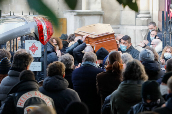 Sorties - Obsèques du photographe Richard Aujard en l'église Notre Dame de La Croix, place de Ménilmontant, à Paris le 12 février 2021.