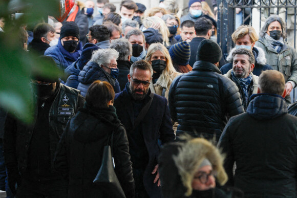 Philippe Bas - Sorties - Obsèques du photographe Richard Aujard en l'église Notre Dame de La Croix, place de Ménilmontant, à Paris le 12 février 2021.