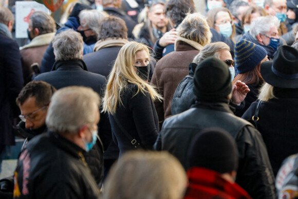 Natacha Régnier - Sorties - Obsèques du photographe Richard Aujard en l'église Notre Dame de La Croix, place de Ménilmontant, à Paris le 12 février 2021.