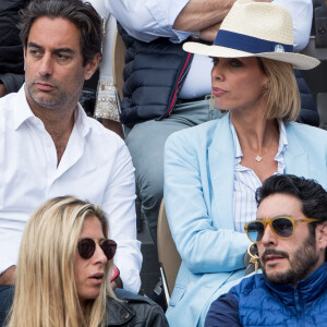 Sylvie Tellier et son mari Laurent - People dans les tribunes lors de la finale messieurs des internationaux de France de tennis de Roland Garros 2019 à Paris le 9 juin 2019. © Jacovides-Moreau/Bestimage