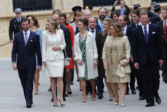 Le Grand Duc Henri de Luxembourg, la Grande Duchesse Maria Teresa et le prince Felix - Mariage civil du prince Guillaume de Luxembourg et la comtesse Stephanie de Lannoy a l'hotel de ville de Luxembourg. Le 19 octobre 2012