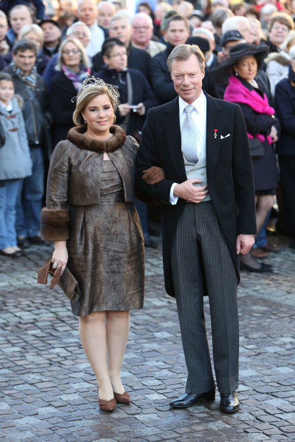 Le Grand-Duc Henri de Luxembourg et la Grande-Duchesse Maria Teresa de Luxembourg - Mariage de L'archiduc Christoph d'Autriche et de Adelaide Drape-Frisch a la Basilique Saint-Epvre de Nancy, France le 29 Decembre 2012.