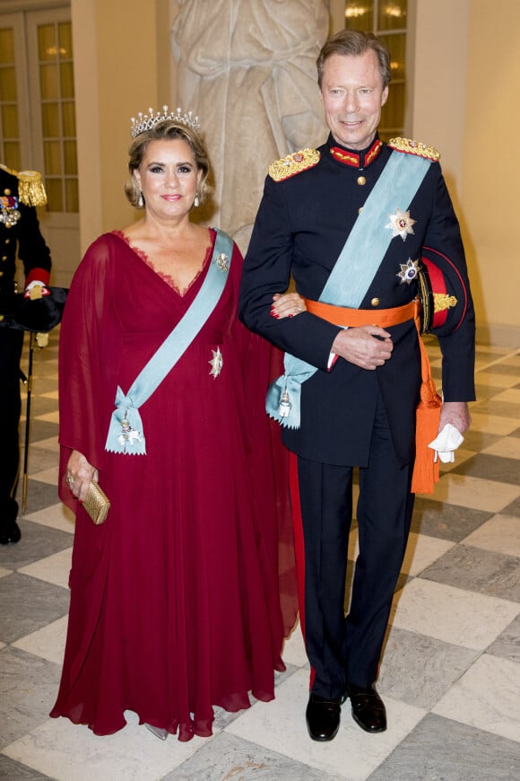 La grande-duchesse Maria Teresa de Luxembourg et le grand-duc Henri de Luxembourg - Dîner de gala des 50 ans du prince Frederik de Danemark au château de Christiansborg à Copenhague, Danemark, le 26 mai 2018.