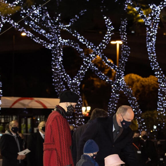 Le prince Albert II de Monaco, sa femme la princesse Charlene et leurs enfants le prince héréditaire Jacques et la princesse Gabriella durant la célébration de la Sainte Dévote, Sainte patronne de Monaco, à Monaco le 26 janvier 2021. © Olivier Huitel / Pool Monaco /Bestimage