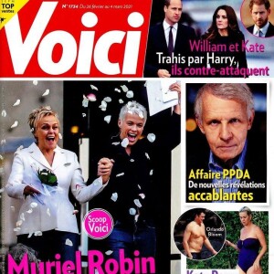 Le mariage de Muriel Robin et Anne Le Nen annoncé par le magazine "Voici" du 26 février 2021.