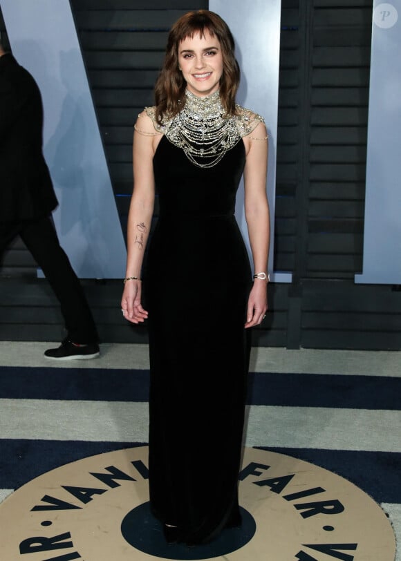 Emma Watson à la soirée Vanity Fair Oscar au Wallis Annenberg Center à Beverly Hills, le 4 mars 2018 