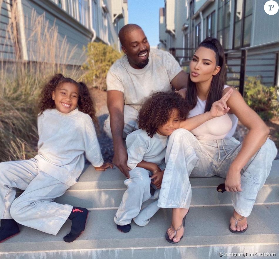 Kim Kardashian, Kanye West et leurs enfants North et Saint. Octobre 2020.