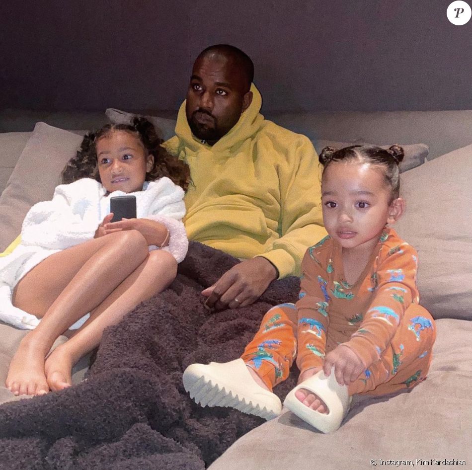 Kanye West et ses deux filles, North et Chicago. Mai 2020.