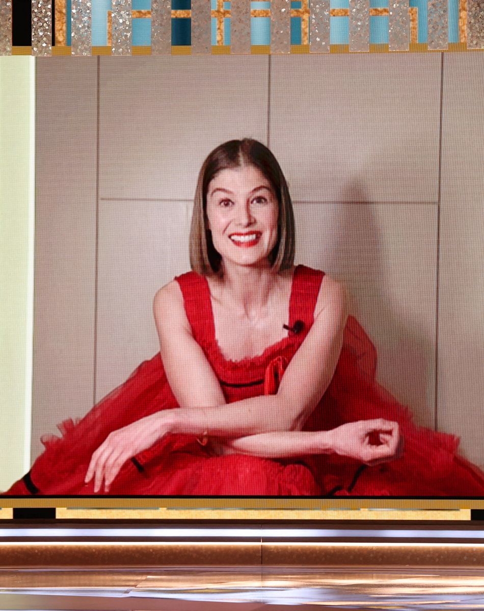 Rosamund Pike (I Care a Lot) - 78ème cérémonie des Golden Globe Awards, le 28 février 2021.