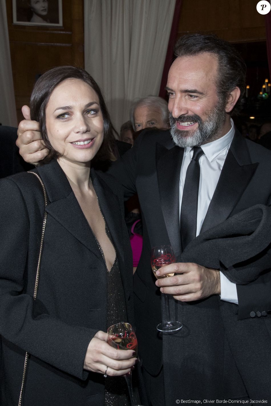 Nathalie Péchalat et Jean Dujardin - Dîner de la cérémonie des César au Fouquet's à Paris. Le 24 février 2017 © Olivier Borde-Dominique Jacovides / Bestimage