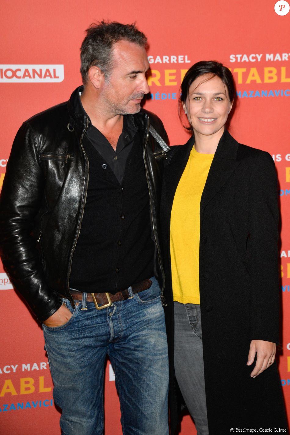 Jean Dujardin et sa compagne Nathalie Péchalat - Avant-première du film "Le Redoutable" au cinéma du Panthéon à Paris, France, le 11 septembre 2017. © Coadic Guirec/Bestimage