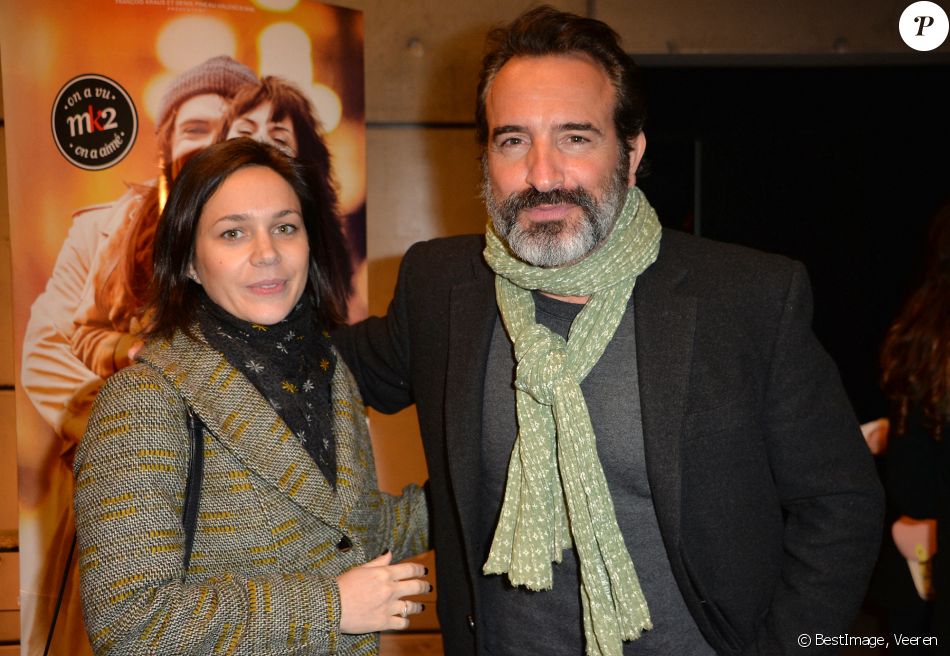Jean Dujardin et sa compagne Nathalie Péchalat - Avant première du film "Monsieur & Madame Adelman" cinéma MK2 Bibliothèque à Paris, le 27 février 2017. © Veeren/Bestimage