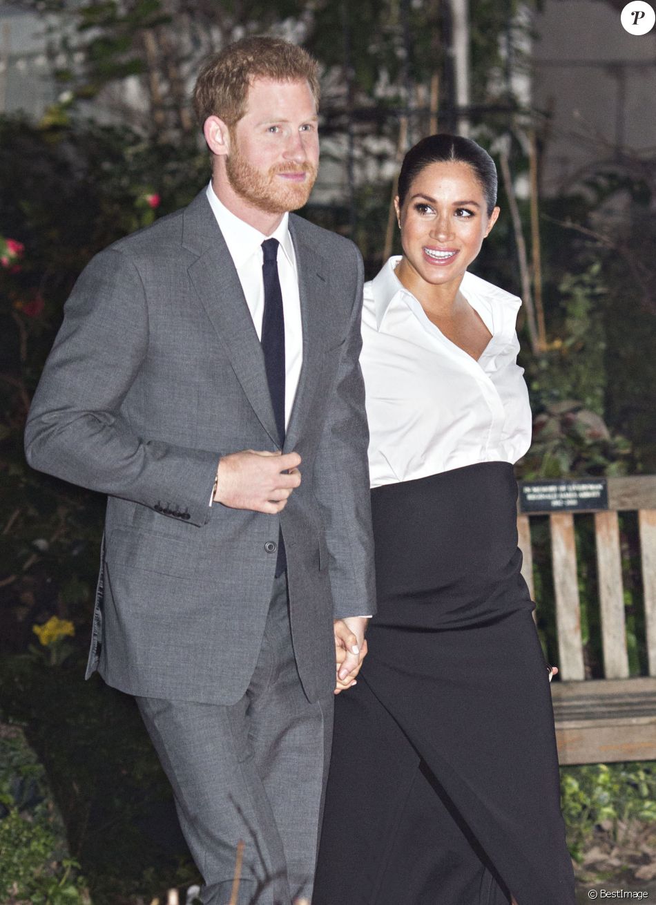 Le prince Harry, duc de Sussex, et Meghan Markle, enceinte, duchesse de Sussex, lors du cocktail d'accueil au Endeavour fund Awards au Drapers' Hall à Londres le 7 février 2019.