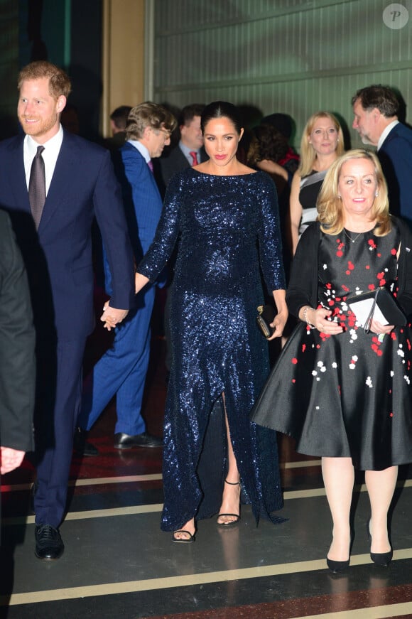 Le prince Harry, duc de Sussex et Meghan Markle, duchesse de Sussex ,enceinte, arrivent au Royal Albert Hall à Londres pour assister à un spectacle du Cirque du Soleil le 16 janvier 2019.