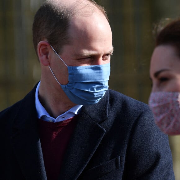 Le prince William, duc de Cambridge, et Kate Middleton, duchesse de Cambridge, visitent l'école "School 21" à Londres, le 11 mars 2021.