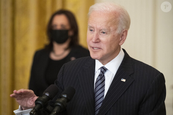 Le président des Etats-Unis Joe Biden lors du bilan hebdomadaire de l'épidémie de Coronavirus (COVID-19) à la Maison Blanche à Washington. Le 18 mars 2021 